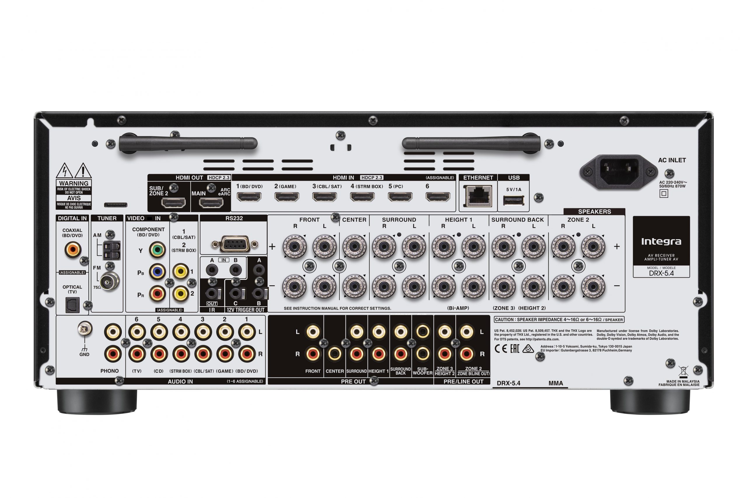INTEGRA DRX-5.4 9.2 CHANNEL AV RECEIVER 